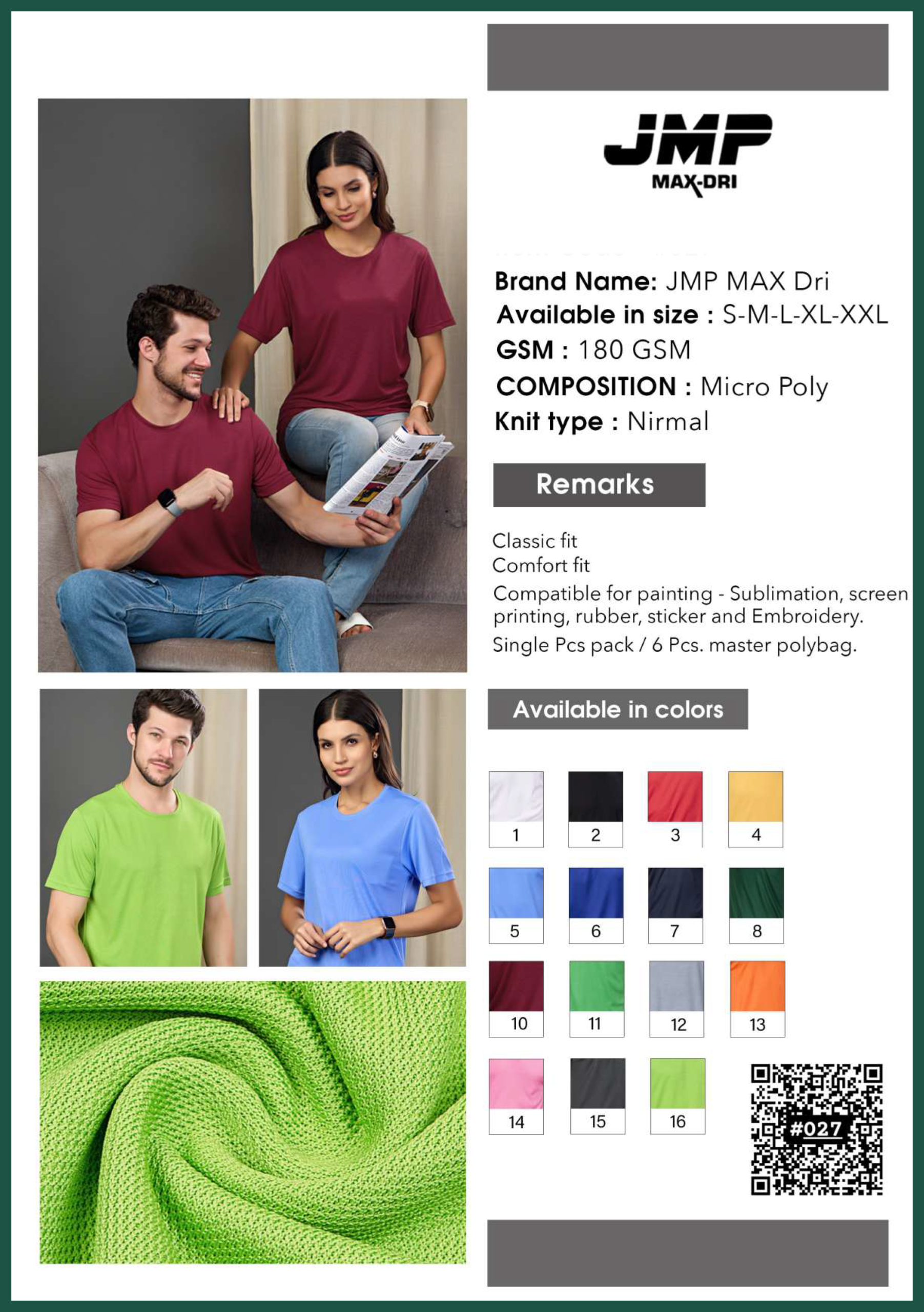 JMP Max Dry Polyester Round Neck T-Shirt – Premium Performance Wear by Kapair T-Shirt