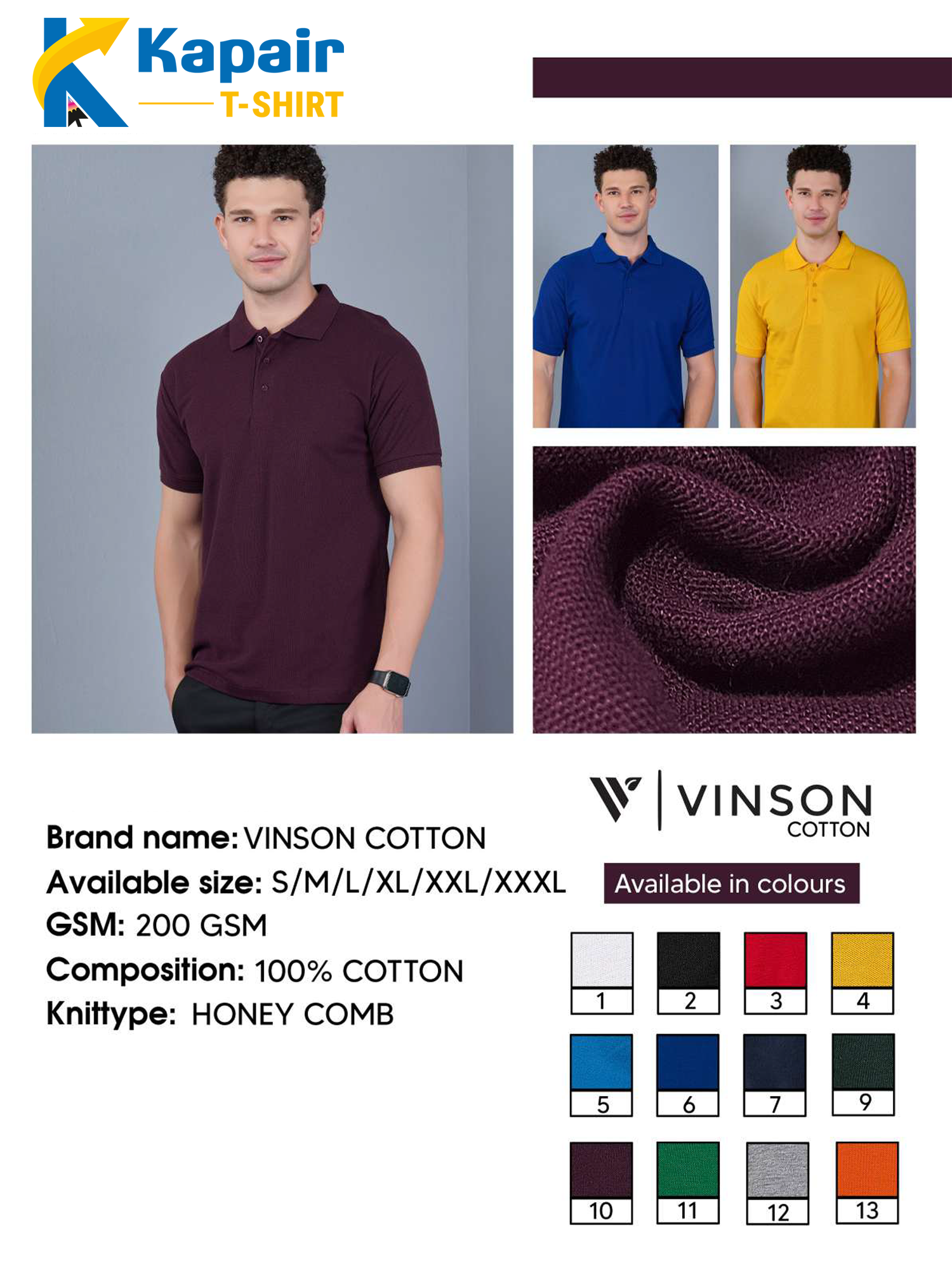 Vinson Cotton T-Shirt Supplier – Premium Quality by Kapair T-Shirt Vinson Cotton T-Shirt Supplier – Premium Quality by Kapair T-Shirt