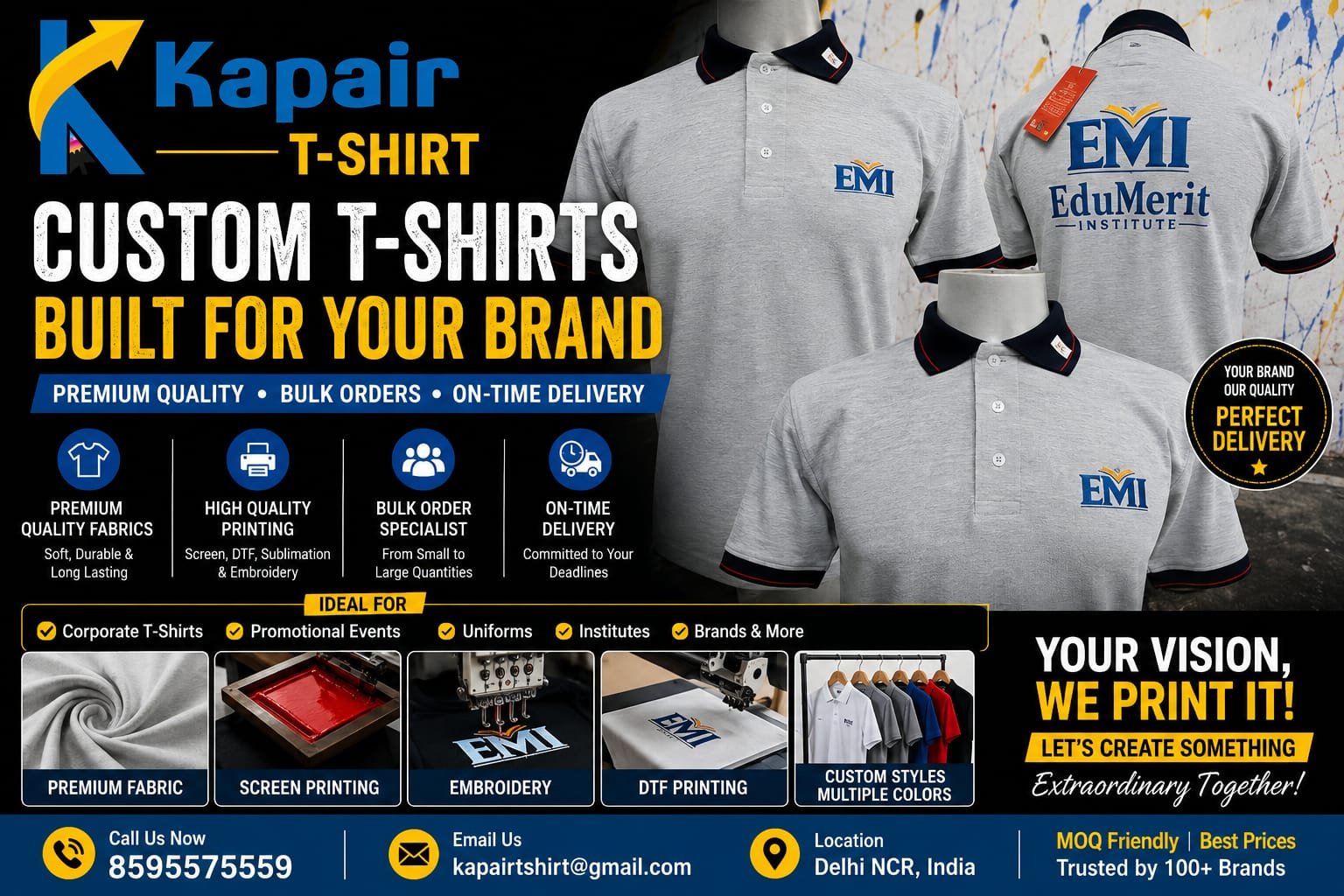 Custom Polo T-Shirts: Corporate-Ready Branding, Manufactured In-House Custom Polo T-Shirts: Corporate-Ready Branding, Manufactured In-House