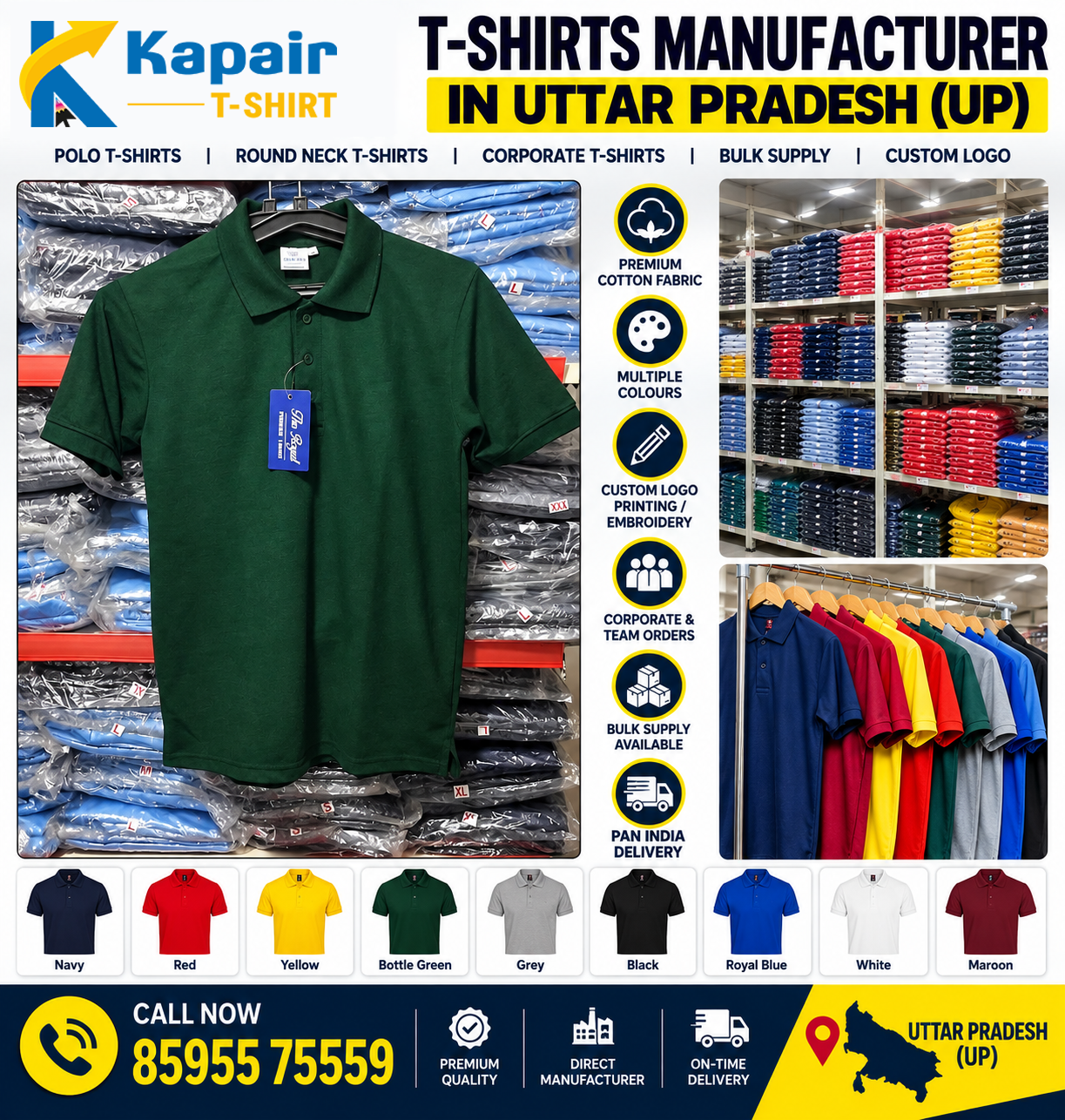 T-Shirts Manufacturer in UP – Custom, Corporate & Bulk T-Shirt Manufacturing | Kapair T-Shirt