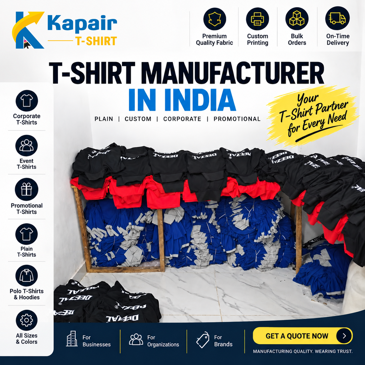 T-Shirt Manufacturer in India – Custom, Corporate & Bulk T-Shirts | Kapair T-Shirt