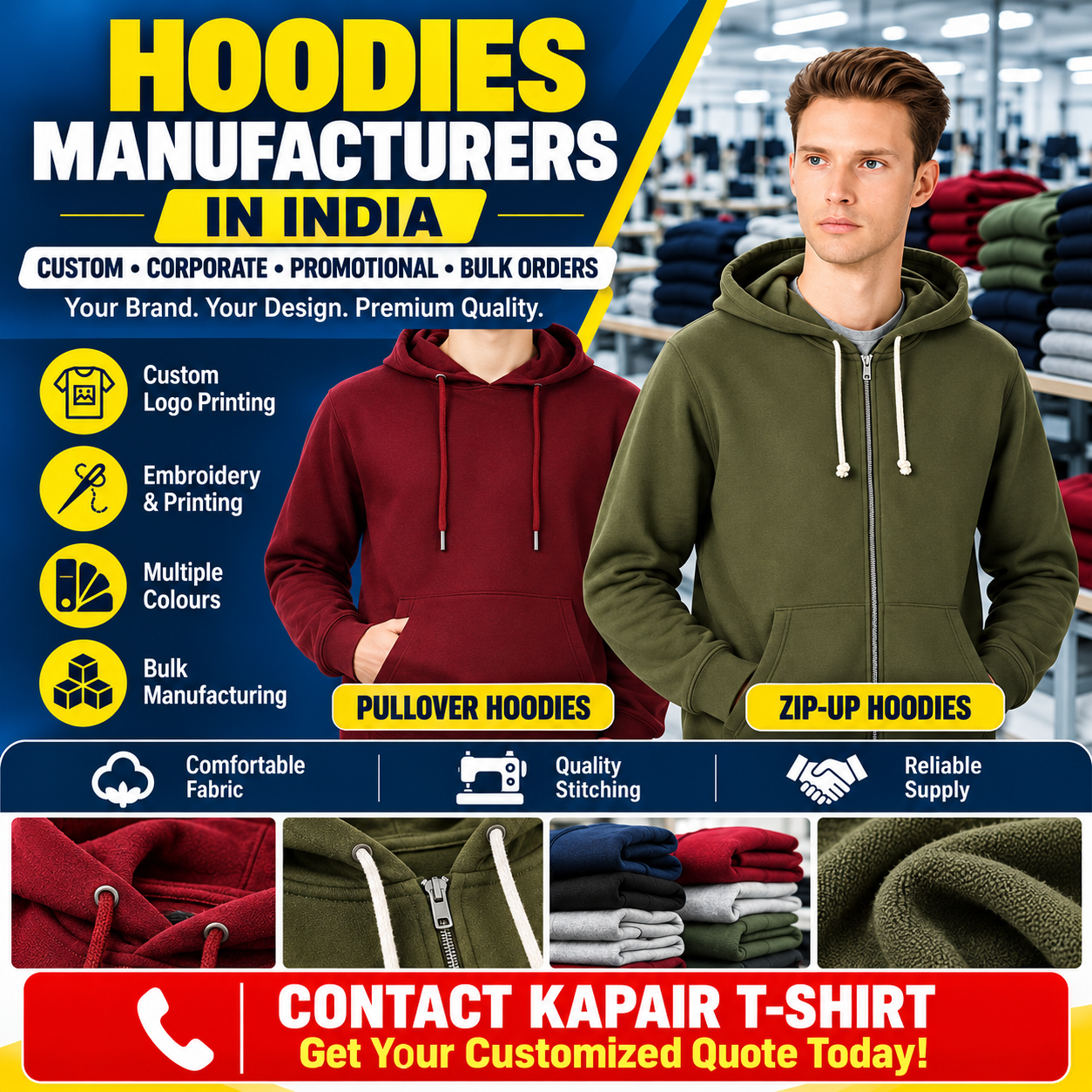 Hoodies Manufacturers in India – Custom, Printed & Bulk Hoodies